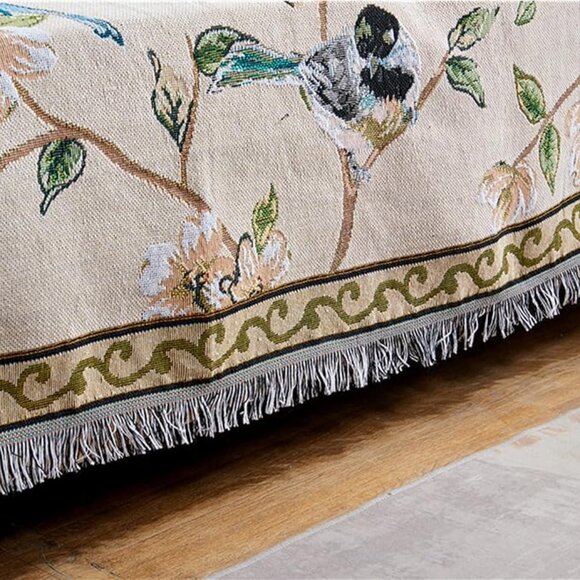 Flowers birds tapestry blanket 50"x70" - Picture 5 of 6